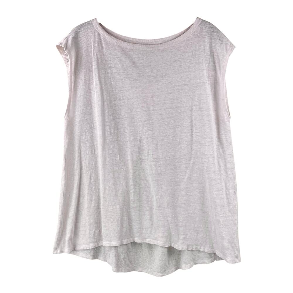 Eileen Fisher 100% Organic Linen Jersey Knit T-Shirt Size L Pale Pink